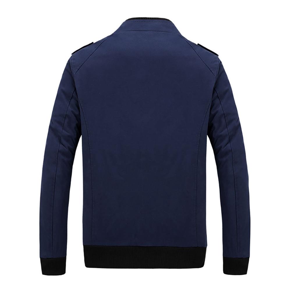 navy blue polyester casual jacket