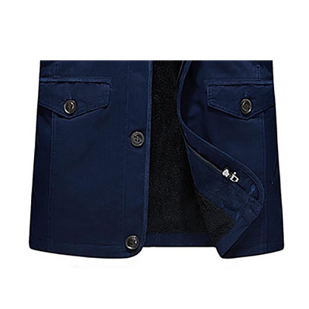 CAH8808 Men's Autumn And Winter Leisure Long Cotton Jacket (Thick Trench Coat Size L) - Dark Blue