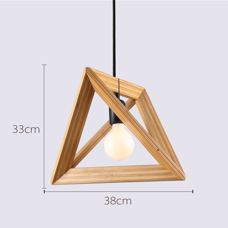 FUMAT Nordic Post-modern Pendant Light - Minimalist Triangle Wood Frame Design(Dia 420mm)