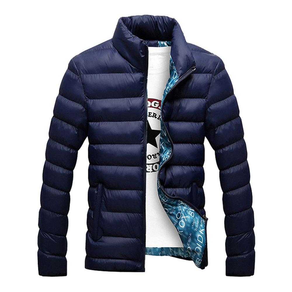 Men's Autumn and Winter Down Jacket Cotton-padded Coat (Size 2XL) - Blue