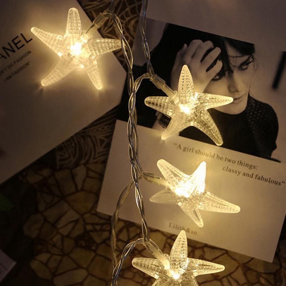 10PCS Starfish LED Battery LED String Lights Holiday Christmas Party Garden Decoration Lights (1.2 Meters) - Warm White