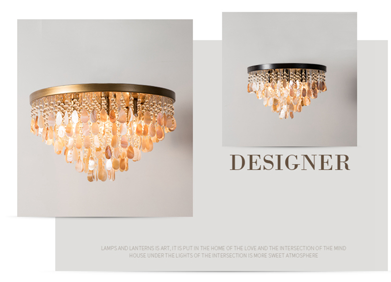 FUMAT Nordic Ceiling Light - Creative Shell Design Coffee Color with 6 Lights