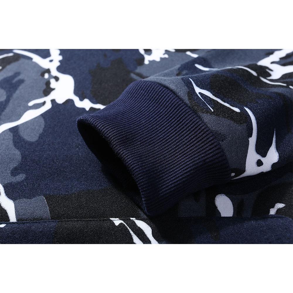WY40 Men's Autumn Casual Long Sleeve Camouflage Pattern Hoodie Size M - Blue