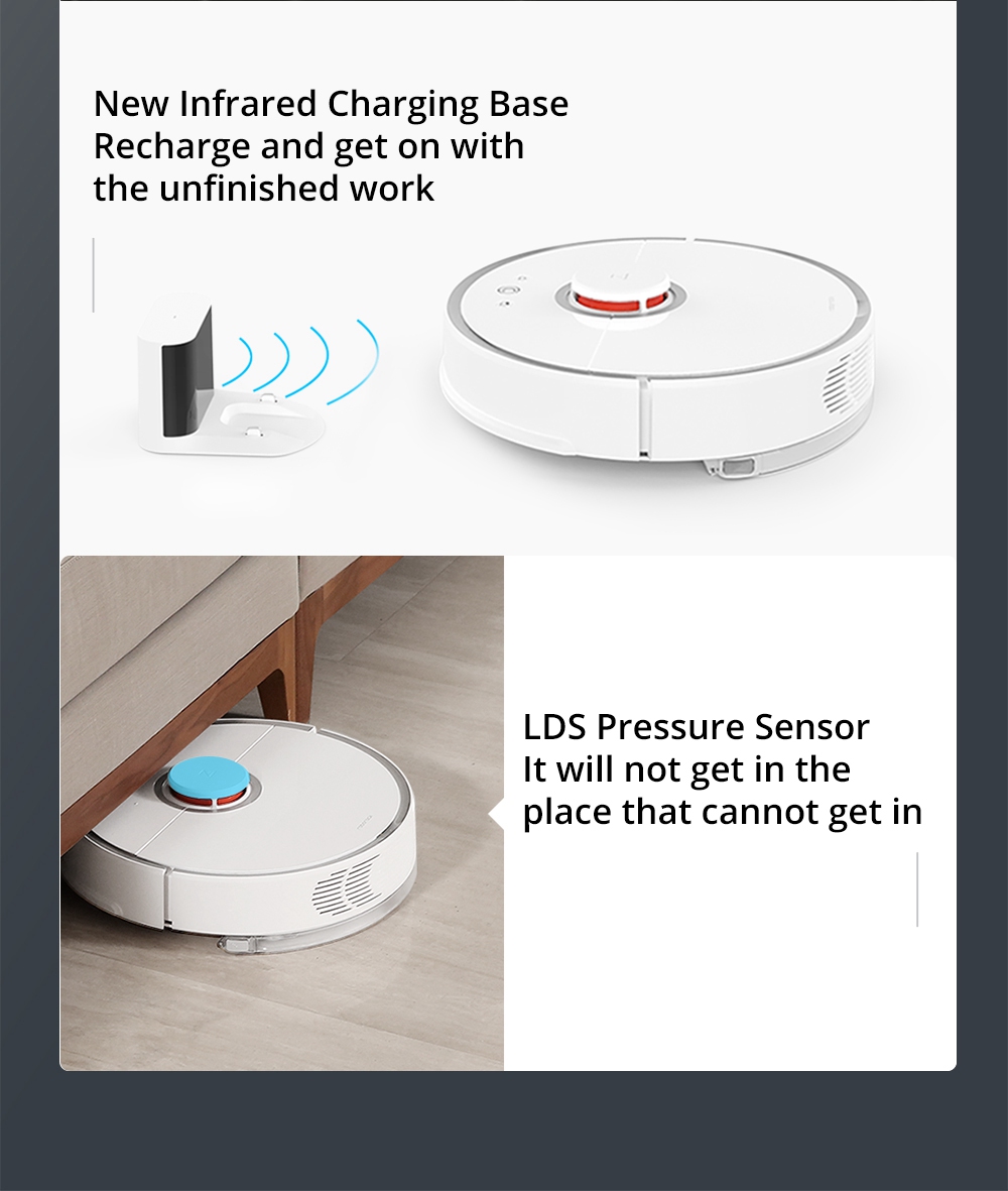 [Spain Stock][ International Version]Xiaomi Mijia Roborock S50 Robot Vacuum Cleaner 2 Automatic Area Cleaning 2000pa Suction 2 in 1 Sweeping Mopping Function LDS Path Planning 5200mAh Battery - White