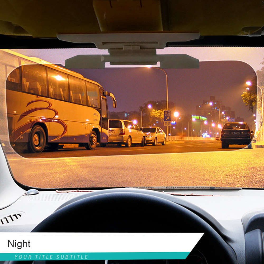 Car Sun Visor Night Vision Anti Glare Windscreen Sunshade HD Sunglass - Yellow + Gray