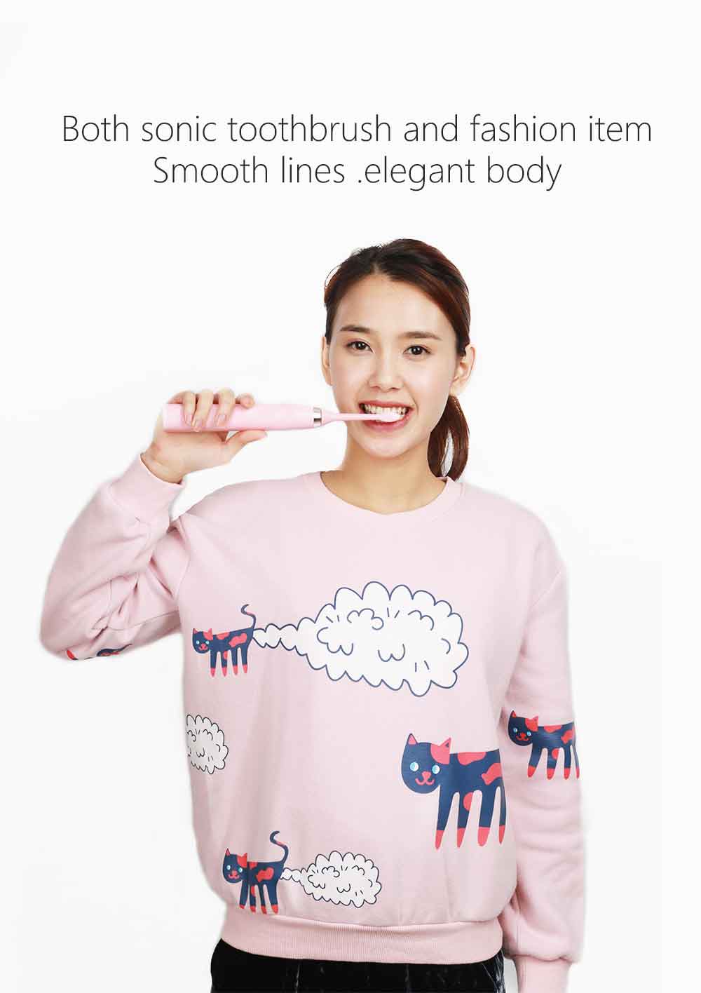 Utalife TB601 Sonic Electric Toothbrush Rechargeable IPX7 Water Resistant 5 Modes - White