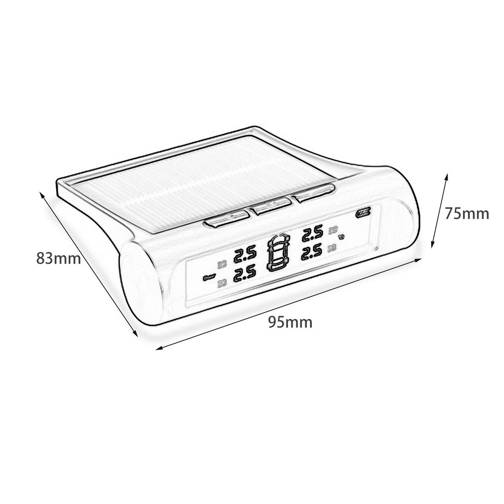 Solar Power Smart Safety Tyre Pressure Monitoring System Set Tool Kit - Black