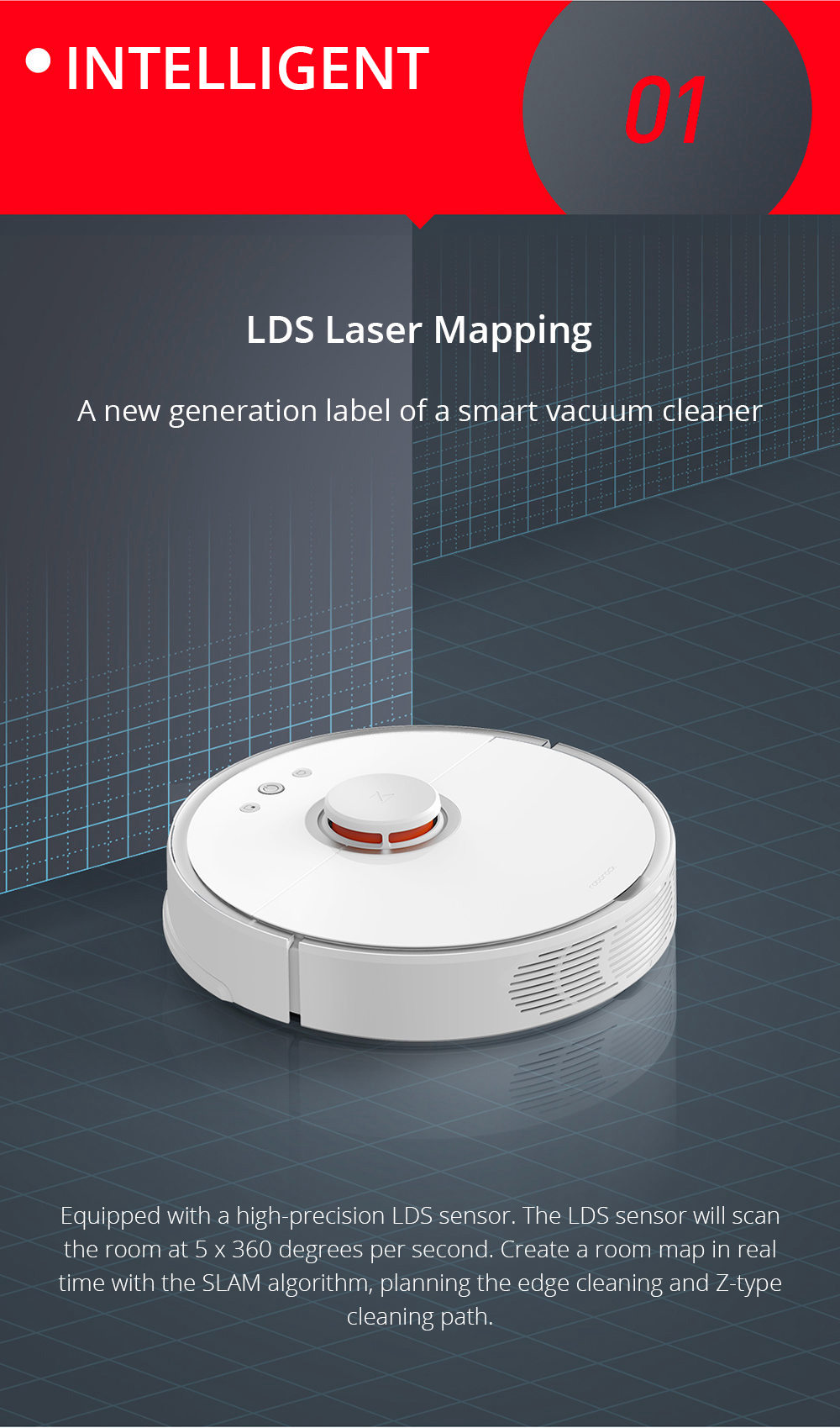 [Spain Stock][ International Version]Xiaomi Mijia Roborock S50 Robot Vacuum Cleaner 2 Automatic Area Cleaning 2000pa Suction 2 in 1 Sweeping Mopping Function LDS Path Planning 5200mAh Battery - White