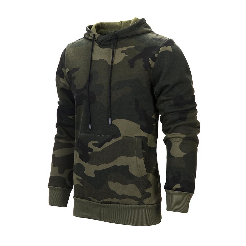 WY03 Men Casual Camouflage Pattern Hoodie Size 2XL Army Green