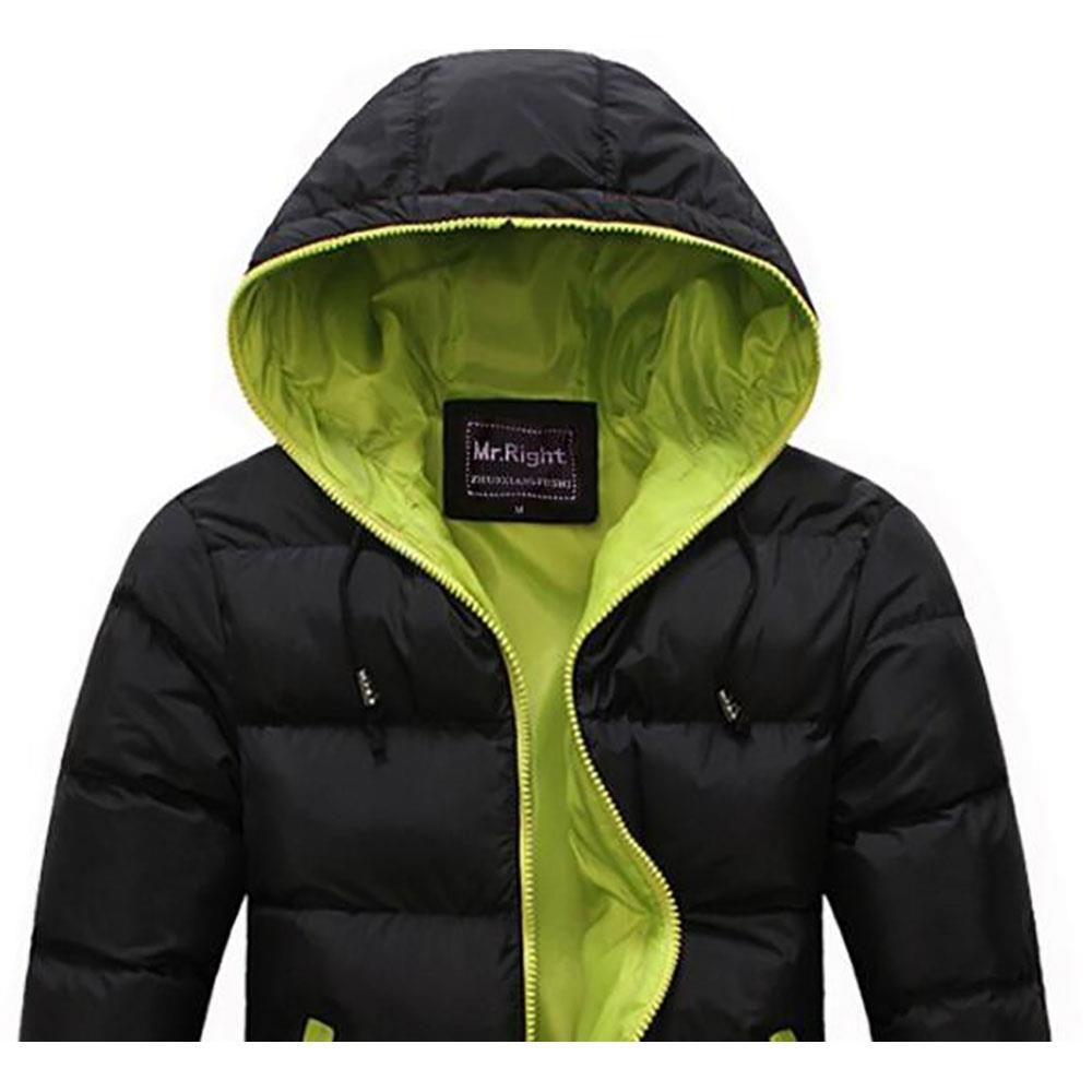 Agai-mccf Men's Leisure Hooded Candy Color Down Jacket (Warm Coat Size M) - Black + Green