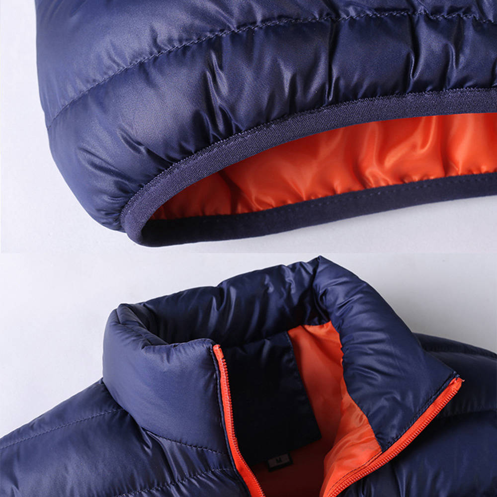 Men's Autumn and Winter Down Jacket Cotton-padded Coat (Size M) - Blue + Orange