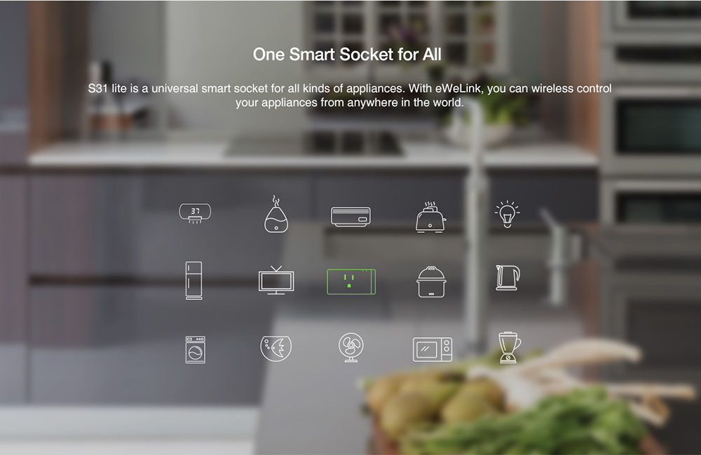 Sonoff S31 Lite US 16A Mini Smart Wifi Socket Wireless Smart Switch Plug App Control Works with Alexa Google Home - White