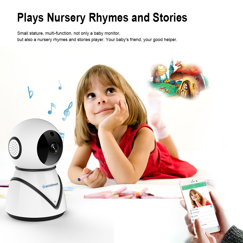 eLinkSmart Star13V 1080P Smart Wifi IP Camera Indoor Baby Monitor Two-Audio Night Vision - White UK Plug