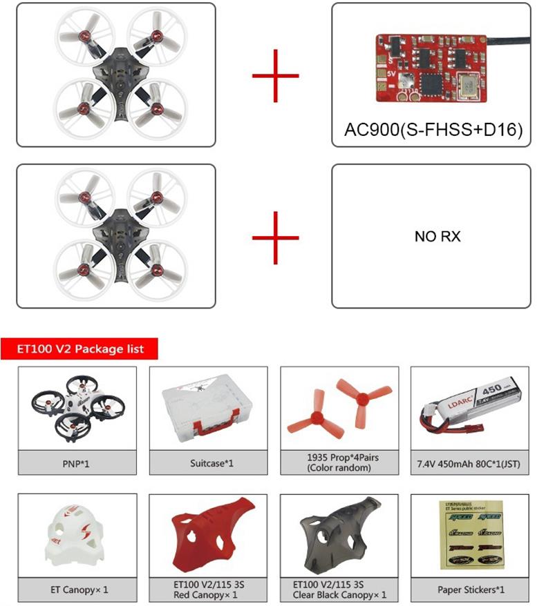 KINGKONG/LDARC ET115 3S FPV Racing Drone F3 FC OSD 12A BLHELI_S 4 In 1 ESC 5.8G 16CH VTX DSM2 Receiver - BNF
