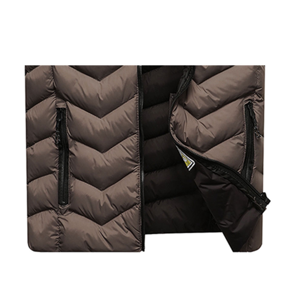 Men Winter Casual Stand Collar Solid Color Cotton Waistcoat Sleeveless Jacket Size L - Gray