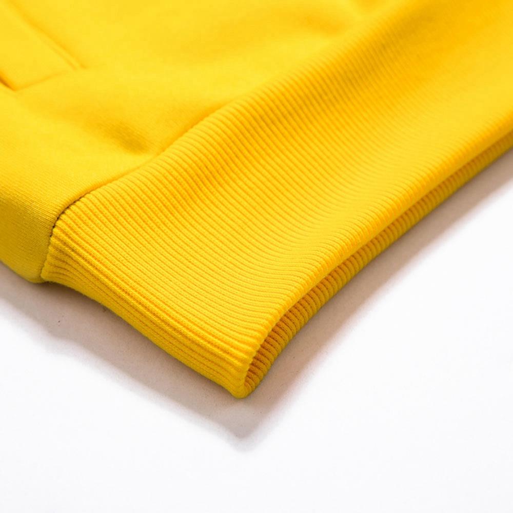 WY36 Men's Casual Color Block Zipper Design Cotton Hoodie Size S - Yellow and Black