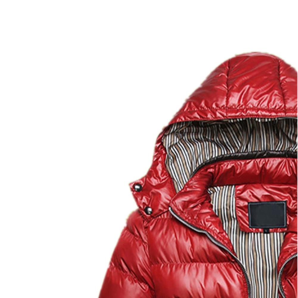 TG220 Men's Winter Hooded Down Jacket (Cotton Padded Warm Slim Fit Coat Size L) - Red