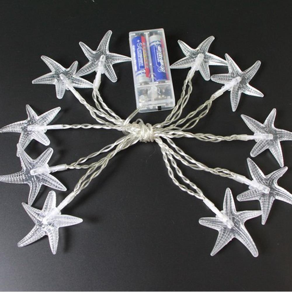 10PCS Starfish LED Battery LED String Lights Holiday Christmas Party Garden Decoration Lights (1.2 Meters) - Warm White