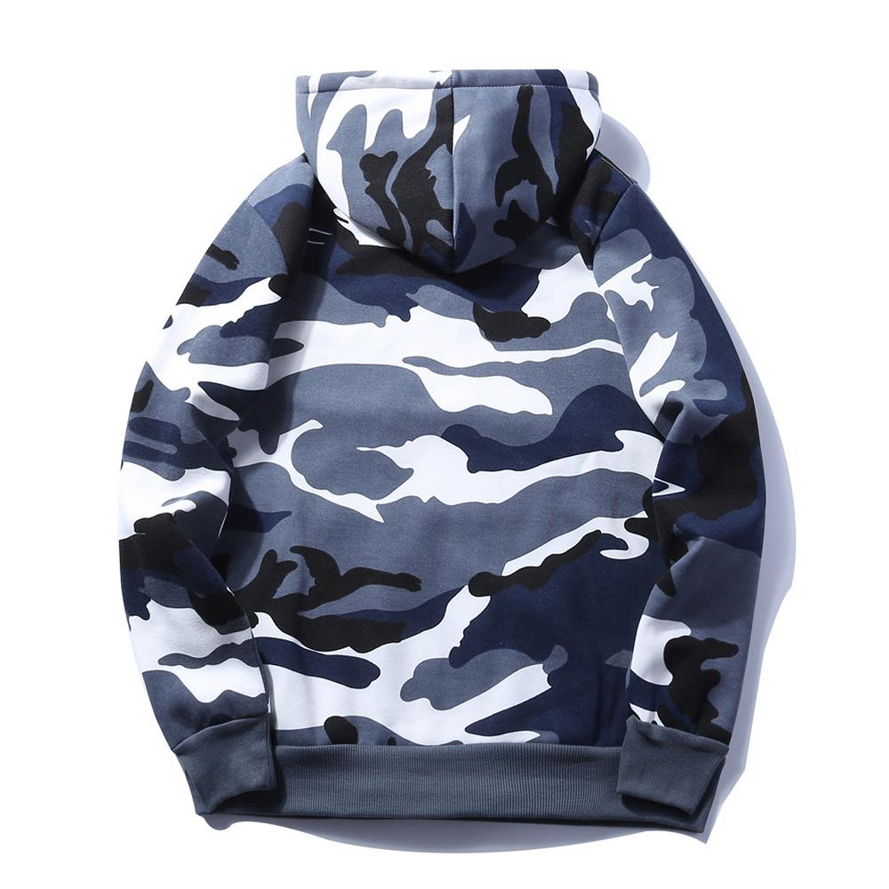 WY40 Men's Autumn Casual Long Sleeve Camouflage Pattern Hoodie Size M - Blue