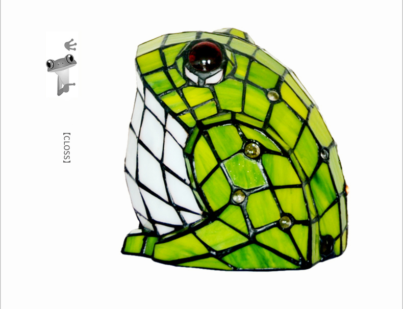 FUMAT Tiffany Style Stained Glass Handcrafted Table Lamp - Creative Frog Design