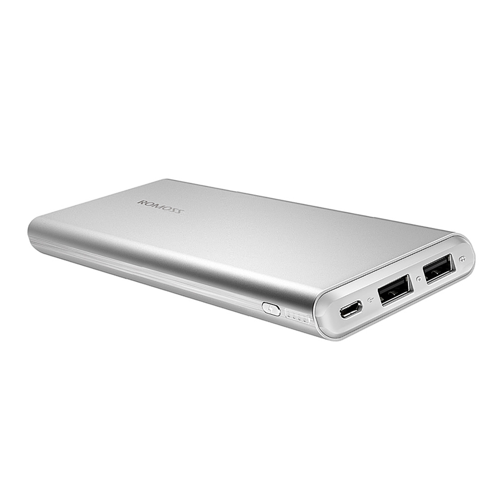 [HK Stock]Original ROMOSS GT1 10000mAh Dual USB Li-polymer Power Bank Mobile Power Charger - Silver