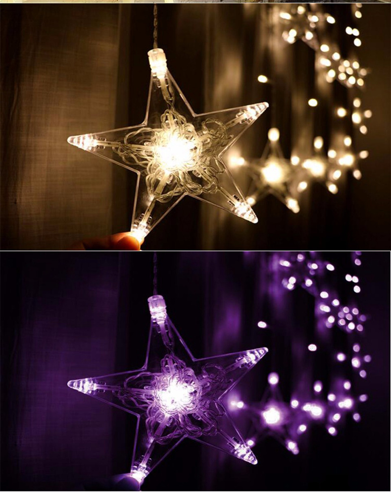 Pentagram LED Bulbs String Floral Lights for Party Garden Decoration (2.5 Meter) - Multi-color