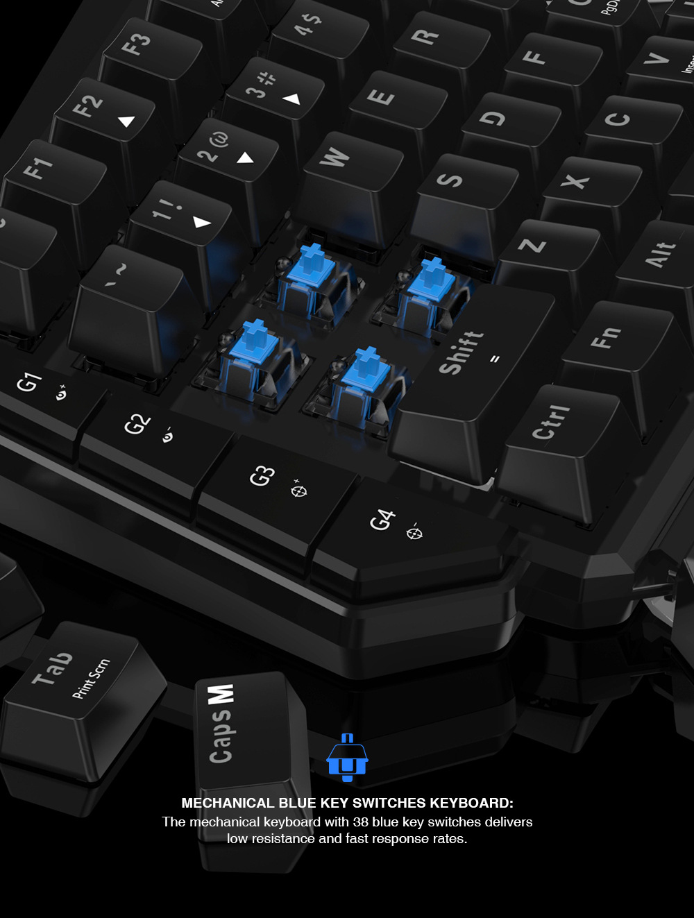 GameSir VX E-sports AimSwitch Wireless Gaming 2.4G Keyboard Mouse Combo For PS4 / PS3 / Switch / Xbox One / PC - Black