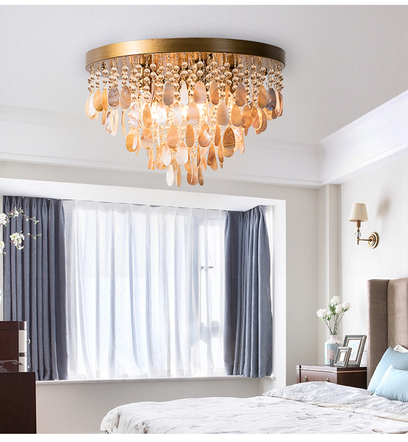 FUMAT Nordic Ceiling Light - Creative Shell Design Coffee Color with 6 Lights