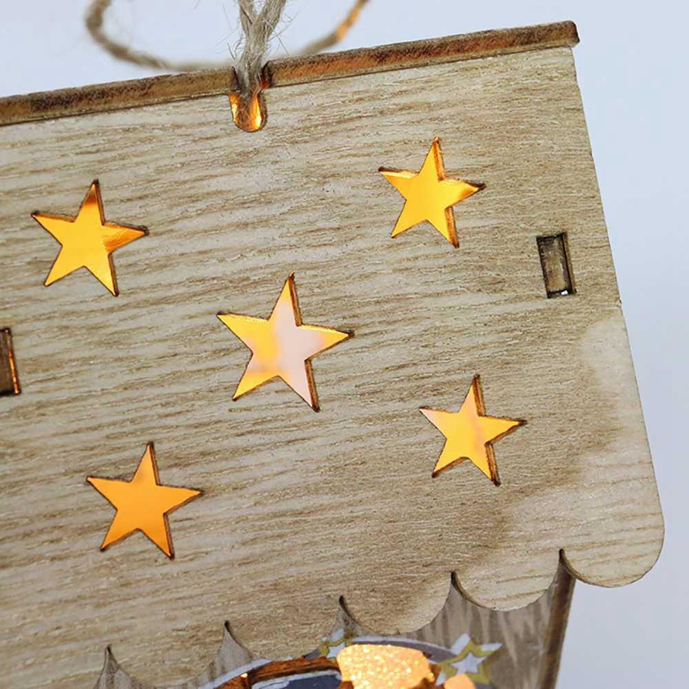 Wooden Lighting House Christmas Decorations Pendant Gift - Santa Claus