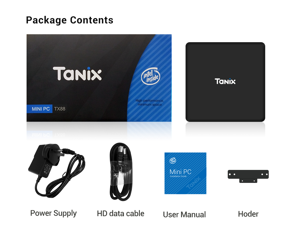 TANIX TX88 Gemini Lake N4100 Windows 10 4GB/64GB Mini PC 2.4G/5G WiFi Gigabit LAN USB3.0 Support Cortana HDMI+VGA
