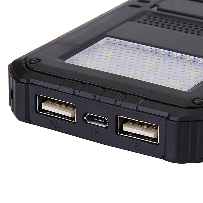 [HK Stock] 18000mAh Universal Solar Power Panel Charger Dual USB Power Bank for iPhone iPad HTC Lenovo Nokia - Black