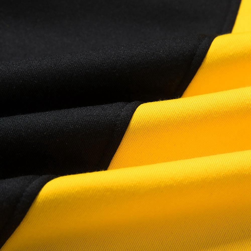WY36 Men's Casual Color Block Zipper Design Cotton Hoodie Size S - Yellow and Black