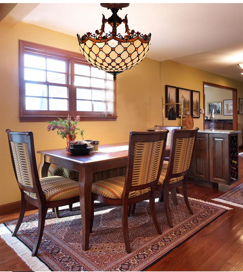 FUMAT Tiffany Style Stained Glass Handcrafted Ceiling Light - Romantic Butterfly Glen Design