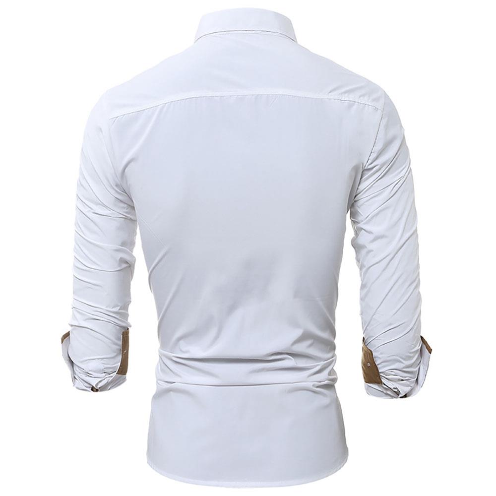 Men's Casual Long Sleeve Shirt Size M White