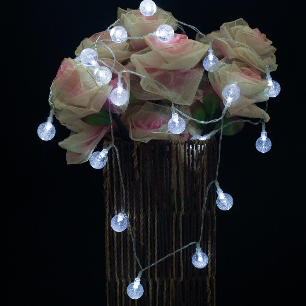 20PCS LED Bubble Ball Battery LED String Lights Holiday Christmas Party Garden Decoration Lights (2.2 Meters) - White