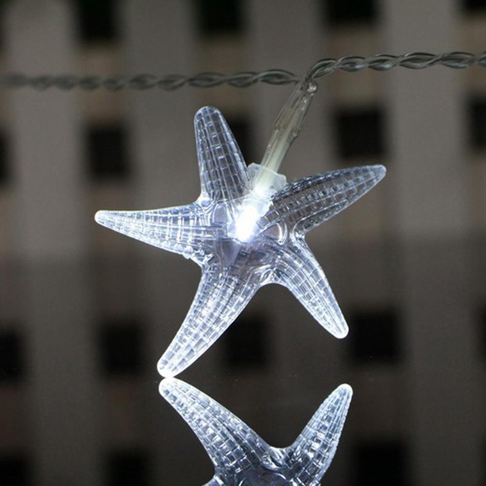 10PCS Starfish LED Battery LED String Lights Holiday Christmas Party Garden Decoration Lights (1.2 Meters) - White