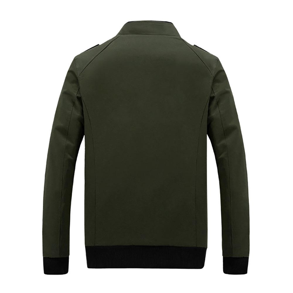 CA9801 Men's Autumn Winter Classic Casual Jacket (Lapel Grid Long Sleeve Polyester Jacket Size M) - Army Green