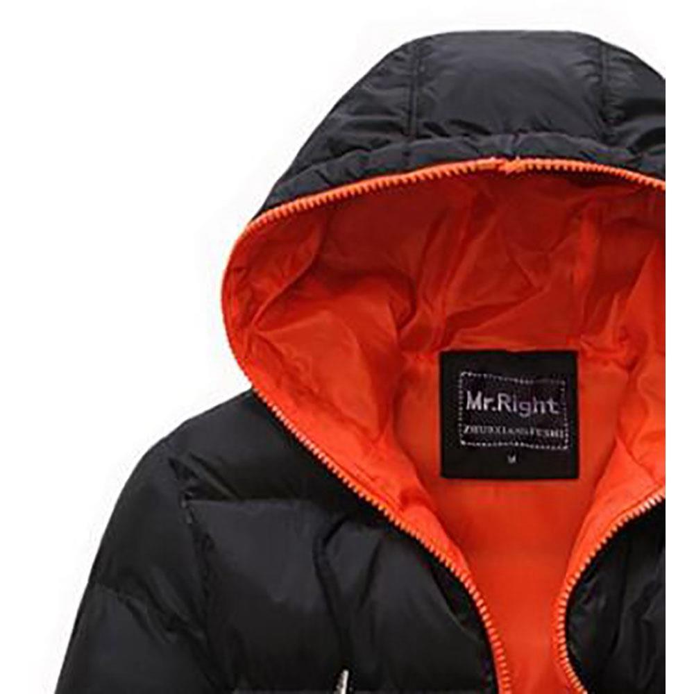Agai-mccf Men's Leisure Hooded Candy Color Down Jacket (Warm Coat Size M) - Black + Orange