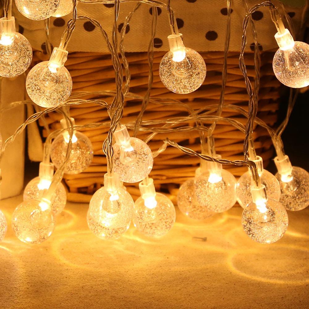 20PCS LED Bubble Ball Battery LED String Lights Holiday Christmas Party Garden Decoration Lights (2.2 Meters) - Warm Whi