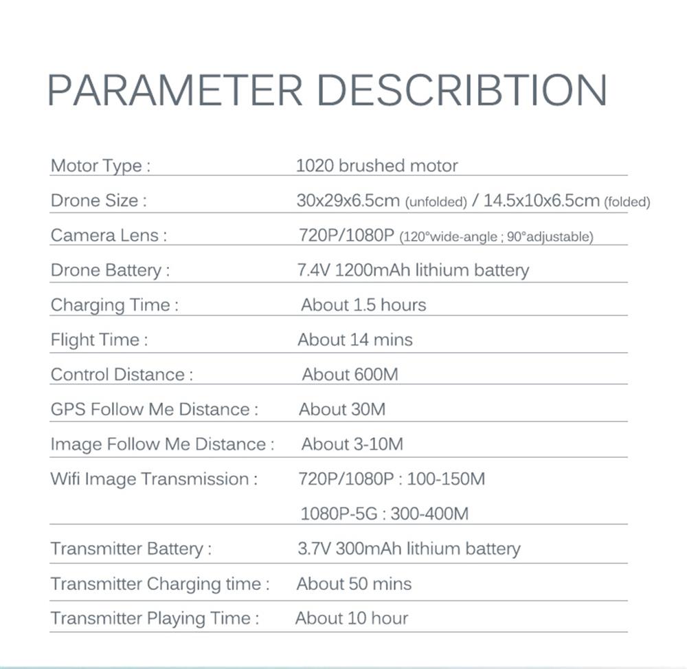 SJRC Z5 GPS 2.4G WIFI FPV Foldable RC Drone with Adjustable 1080P FHD Camera RTF + Extra Battery