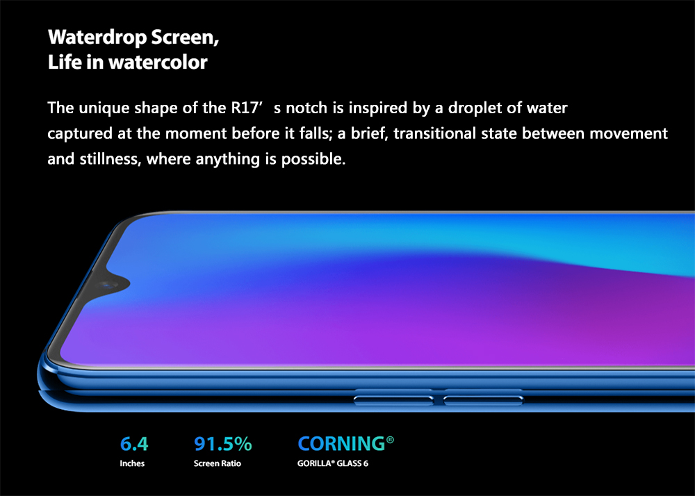 OPPO R17 6.4 Inch 4G LTE Smartphone Snapdragon 670 6GB 128GB 16.0MP+5.0MP Dual Rear Cameras Android 8.1 In-display Fingerprint Fast Charge - Ambient Blue