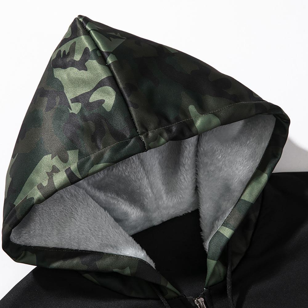 W13 Men's Casual Camouflage Pattern Letter Hoodie Size S Army Green