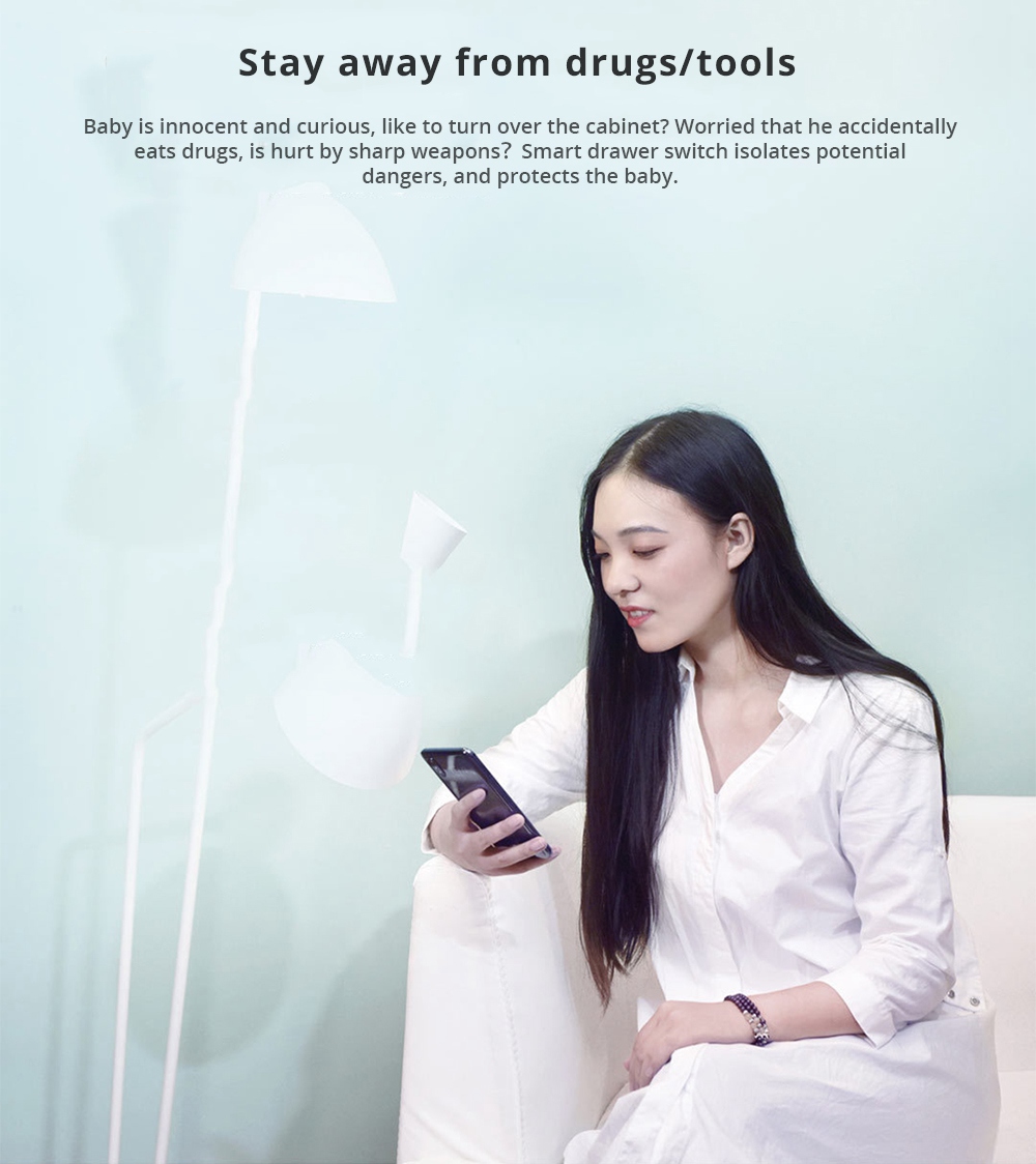 Xiaomi Yeelock Smart Drawer Cabinet Switch Electronic Key Bluetooth Unlock APP Remote Control - White