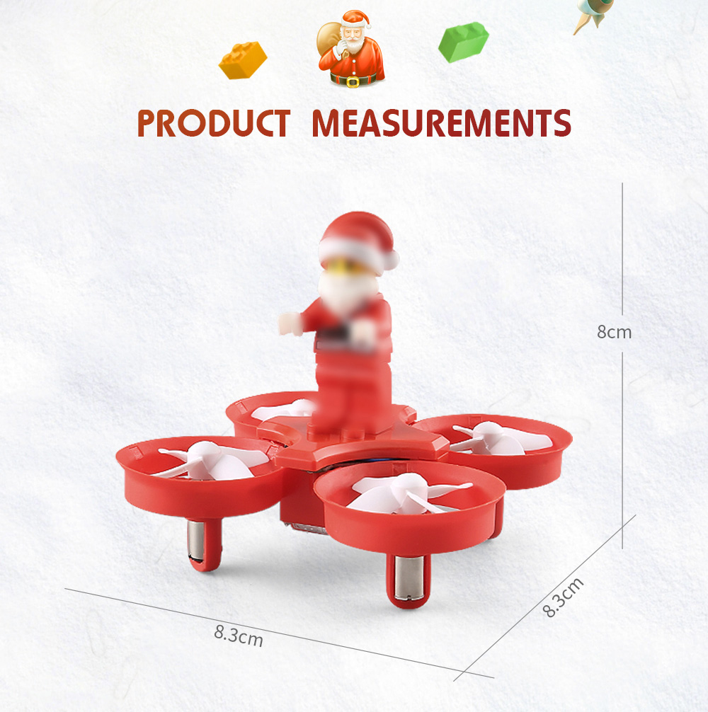 [HK Stock]JJRC H67 Flying Santa Claus 2.4G 4CH 6Axis Headless Mode Toy Brick RC Quadcopter RTF - Red