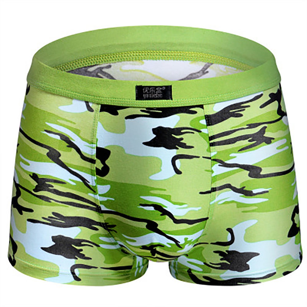 K004 Men Sexy Breathable Underpants U Convex Elastic Boxers Underwear Size L - Light Green