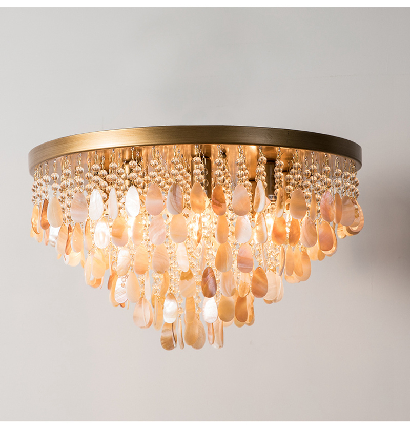 FUMAT Nordic Ceiling Light - Creative Shell Design Coffee Color with 6 Lights