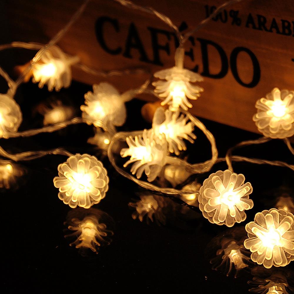 20PCS LED Pinecone Battery LED String Lights Holiday Christmas Party Garden Decoration Lights (2.2 Meters) - Warm White