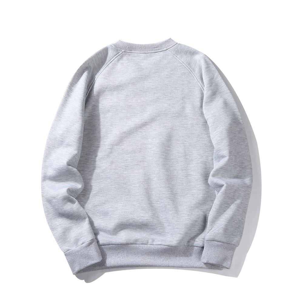 WY19 Men's Autumn Basic Casual Round Neck Sweatshirt (Solid Color Cotton Pullover Shirt Size M) - Gray