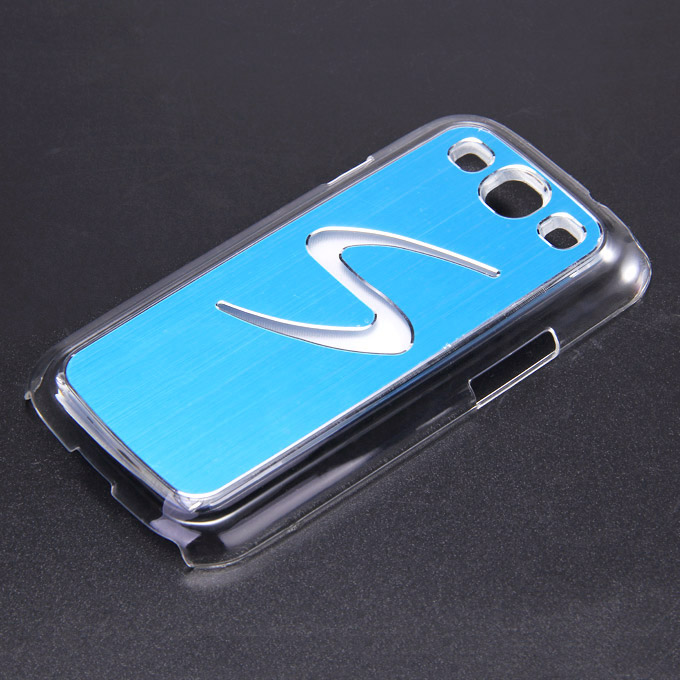 S Pattern Sense LED Flash Light Hard Case Cover for Samsung Galaxy S3 i9300 - Blue