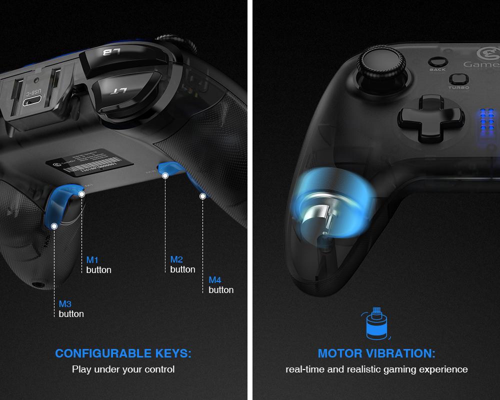 GameSir T4 2.4G Wireless/Wired Game Controller for Windows (7/8/9/10) PC No Phone holder - Black